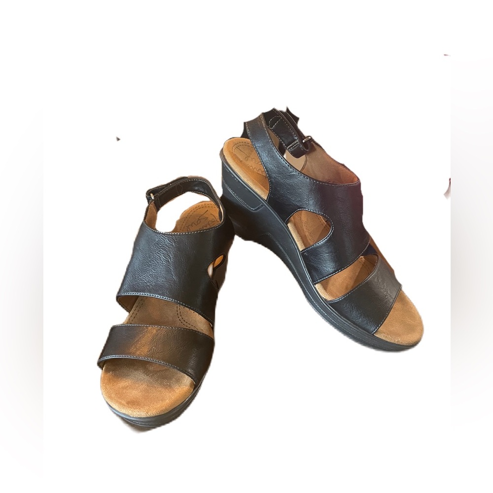Natural Soul Naturalizer Regal Sandal Slingback Wedge Heel Black